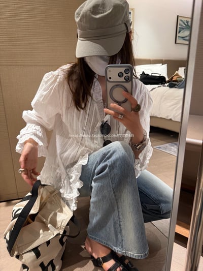 V領荷葉邊襯衫7