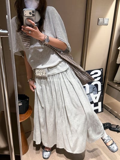 天絲亞麻長裙套裝(上衣+長裙)6