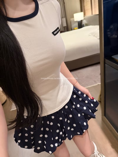 Miu Miu撞色顯瘦短袖T/褲裙5