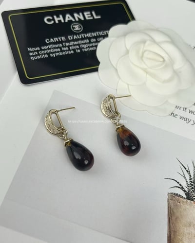 小香圓環雙c琥珀色耳環6