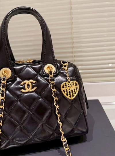 小香黑金褶皺保齡球包15