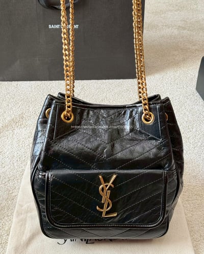 YSL Niki黑金油蠟皮鏈條包7