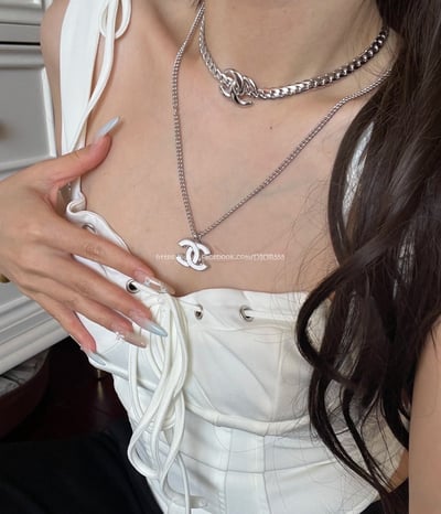 小香白色琺瑯雙C項鍊2