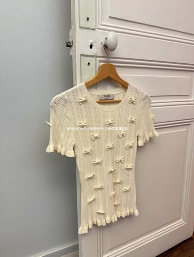 蝴蝶結冰絲針織上衣7