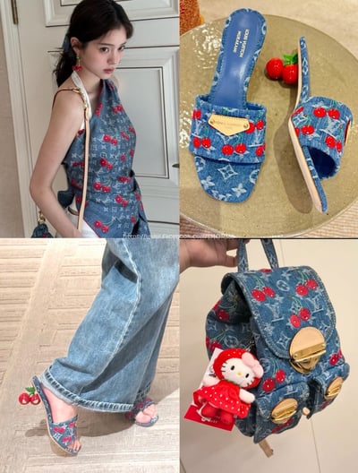 LV櫻桃跟高跟拖鞋7