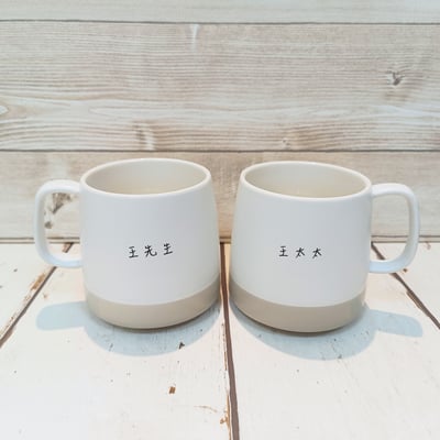 【客製化似顏繪】簡約萌萌頭像—情侶杯盤組3