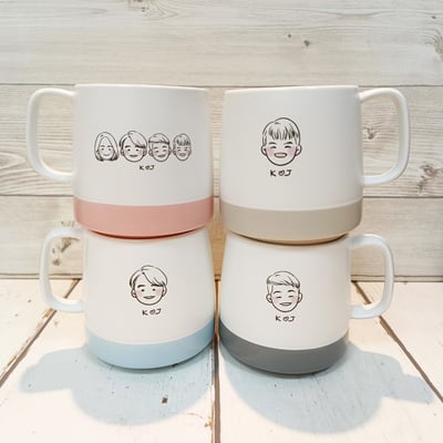 【客製化似顏繪】Ｑ版小頭_六色磨砂杯+杯墊組4