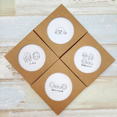 【客製化似顏繪】Ｑ版小頭_六色磨砂杯+杯墊組2