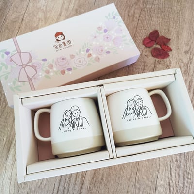 【客製化似顏繪】簡約萌萌像_情侶對杯_情人節禮盒_附贈手機桌布1