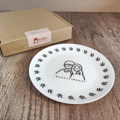 【客製化似顏繪】簡約萌萌頭像＿點心盤(6.5吋骨瓷盤)2