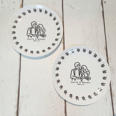 【客製化似顏繪】簡約萌萌頭像＿點心盤(6.5吋骨瓷盤)4