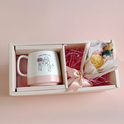 【客製】簡約萌萌像_磨砂杯/康乃馨花束_母親節禮盒組/附贈卡片8