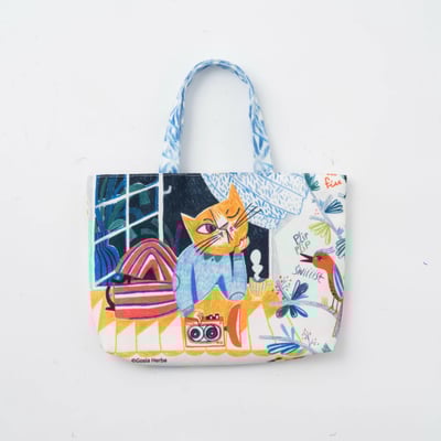 翡冷翠文創 愛聽音樂的貓 波隆那小提袋《泡泡糖第五大街》2