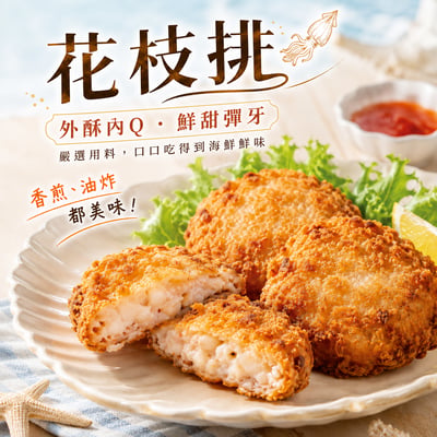花枝排[5片入] 慶魚堂 手工現做新鮮花枝排／東港海產1