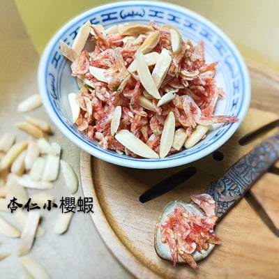 杏仁小櫻蝦( 赤尾青蝦+杏仁條) 東港名產2