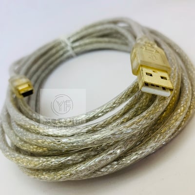 USB A公-迷你5PIN鍍金透明線 (5米)   1