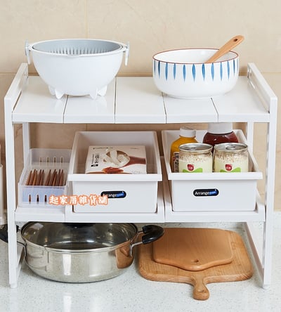 日本Pearl－雙層伸縮置物架（深型／抽屜式）15