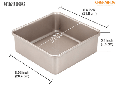 學廚Chefmade－香檳金不沾活底正方形蛋糕模（8吋）7