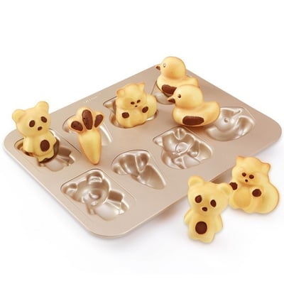 學廚Chefmade－香檳金不沾8連4型童趣蛋糕模3