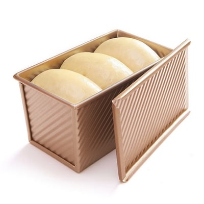 學廚Chefmade－香檳金波紋滑蓋不沾吐司模（450g）6