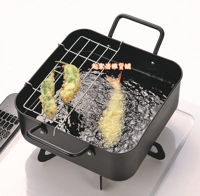 日本Pearl－方形油炸鍋附瀝油網（20cm）2