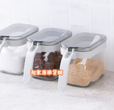 udilife 生活大師－美廚 方形玻璃調味罐附匙（350ml）2