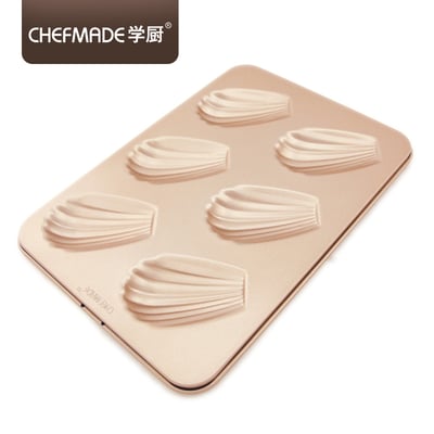 學廚Chefmade－香檳金6連瑪德蓮蛋糕模8