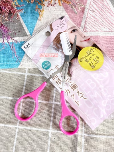 日本KAI貝印－眉毛剪附梳（桃紅）3