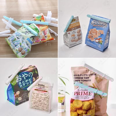 日本inomata－藍白密封夾8