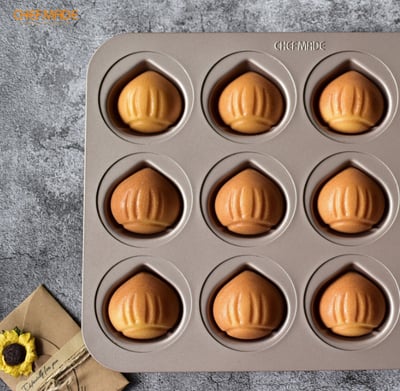 學廚Chefmade－香檳金12連粟子蛋糕模1