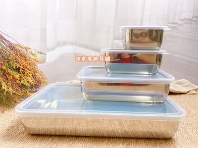 日本吉川Yoshikawa－18-8 304不鏽鋼保鮮盒附蓋／瀝水籃 全系列9