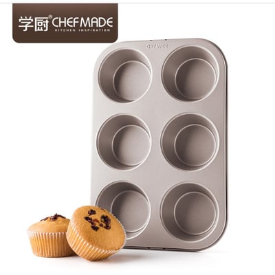 學廚Chefmade－香檳金6連馬芬蛋糕模4
