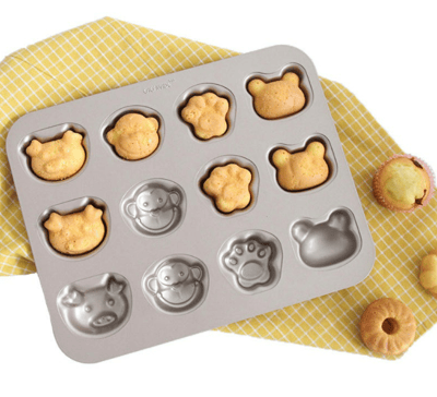 學廚Chefmade－香檳金不沾12連4款動物蛋糕模1