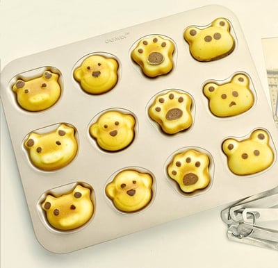 學廚Chefmade－香檳金不沾12連4款動物蛋糕模2