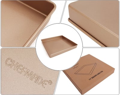 學廚Chefmade－香檳金捲邊正方形蛋糕模（11吋）7