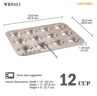 學廚Chefmade－香檳金12連粟子蛋糕模8