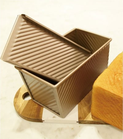 學廚Chefmade－香檳金波紋滑蓋不沾吐司模（450g）5