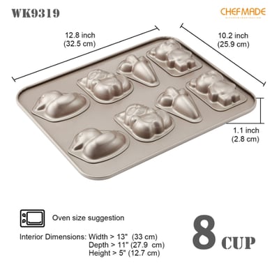 學廚Chefmade－香檳金不沾8連4型童趣蛋糕模7