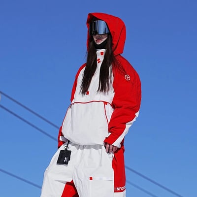Taotech｜新款-2L套頭雪服+彎刀滑雪褲組合(紅白限定色)**預購8