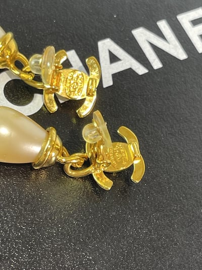 Chanel 書包釦珍珠耳環3