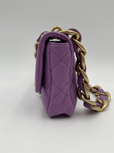 Chanel書包釦掀蓋短鍊包（紫）3