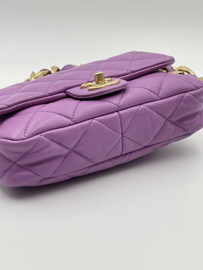 Chanel書包釦掀蓋短鍊包（紫）5