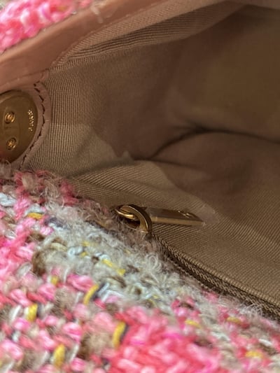 Chanel粉格毛呢19Bag15