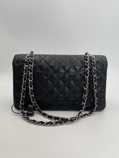 Chanel黑銀荔皮CF256