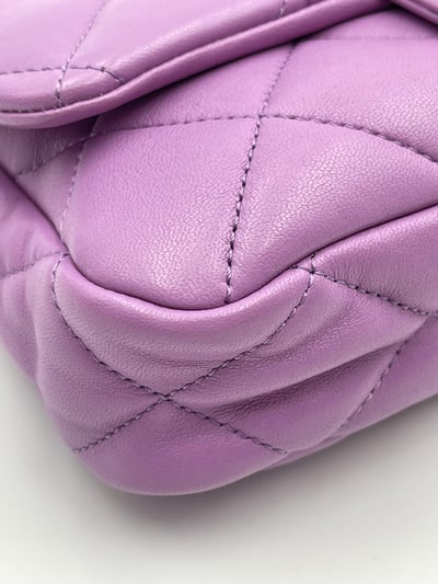 Chanel書包釦掀蓋短鍊包（紫）6