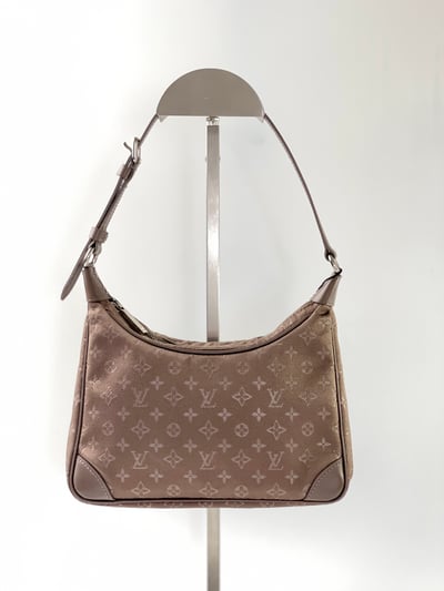 LV 奶咖緞面暗紋hobo1