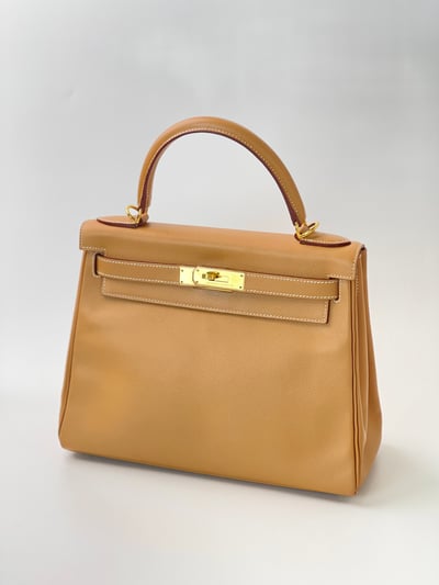 Hermes kelly28 內縫奶茶色1