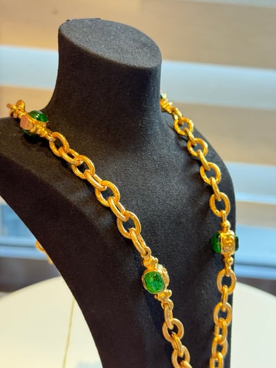 Ac1937Chanel綠琉璃雙c長鏈7