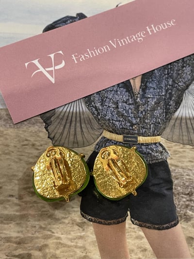 Chanel綠琉璃愛心耳夾2