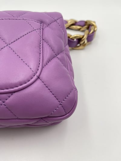 Chanel書包釦掀蓋短鍊包（紫）10
